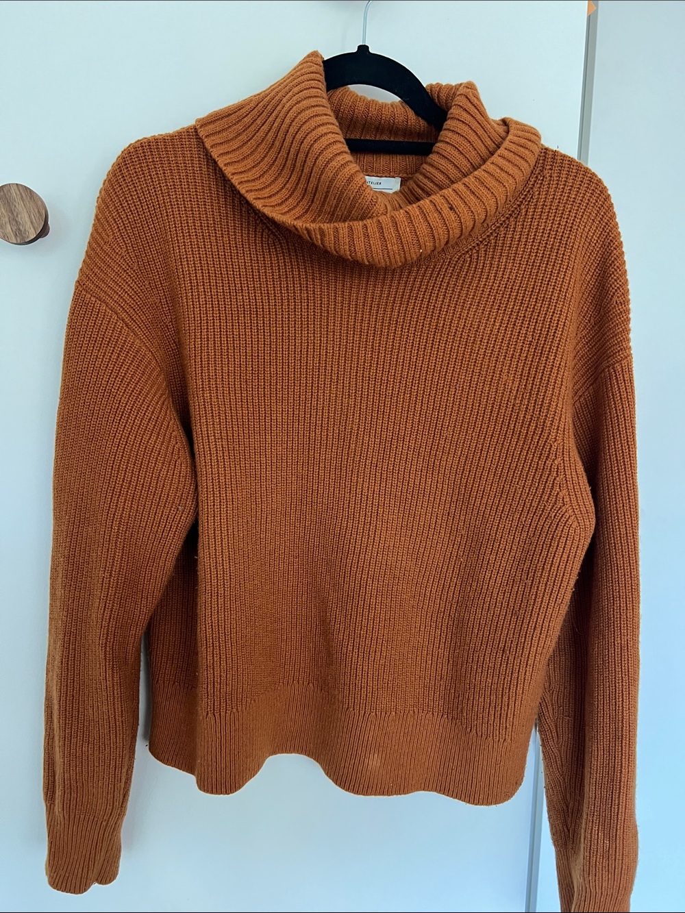 & Other Stories Rust-Colored Ribbed Turtleneck Sweater
